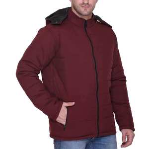Men's Winter Outdoor Hooded Thick Silk <b>Lined</b> Cotton Filled Quilted <b>Jacket</b> Custom Logo 500g Fabric Weight Fashionable Casual wear - Product Image 2