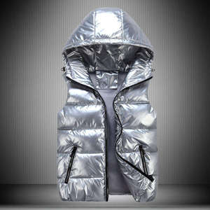 Chaleco Acolchado Brillante sin Mangas OEM 2026 para Invierno, Chaqueta con Logotipo Personalizado, Impermeable, Unisex, con Capucha - Product Image 4