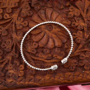 Natural H SI Round Pave Diamond 14K White Gold Open Cuff Bangle <b>Beaded</b> <b>Bracelet</b> Luxury Womens Jewelry - Product Image 6
