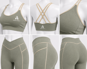 Women Yoga Set with Pocket High Waist Leggings Cross <b>Back</b> Sports <b>Bra</b> Seamless Gym Workout Activewear - Product Image 3