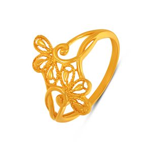 Anillo de Oro con Diseño de Mariposa Arabescada, Anillo de Oro de Lujo con Diseño de Mariposa Calada para Mujer, Anillo Ajustable Moderno para Uso Diario - Product Image 1