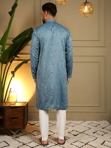 <b>Men's</b> Cotton Kurta <b>Pajama</b> <b>Set</b> With Mirror Work With Regular Fit Traditional Indian Pakistani Wedding Wear - Product Image 5