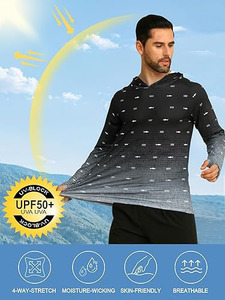 เสื้อแรชการ์ดแขนยาวสำหรับผู้ชาย สีดำเทา พิมพ์ลาย แห้งเร็ว แบบประกบผ้ารัดรูปสำหรับว่ายน้ำ - Product Image 3