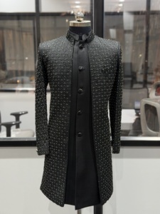 Chaqueta Sherwani de Lujo para Hombre, Bordada, de Lana/Seda, para Bodas y Fiestas, Anti-Pilling, Transpirable, Anti-Arrugas, Traje de Novio - Product Image 1