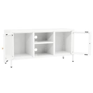 Supporto TV bianco in acciaio e vetro da 41,3"x13,8"x20,5" dal design moderno per l'intrattenimento domestico - Product Image 6