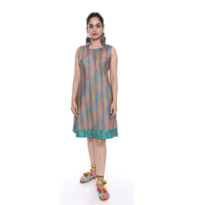 New Fashion Designer Printed Fancy Indian Sari Silk <b>Spaghetti</b> <b>Strap</b> Eco-Friendly Summer Tunics - Product Image 3