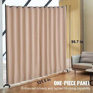 Divisorio portatile da 96 120 pollici con schermo per Privacy marrone con ruote divisorio per ufficio camera da pranzo - Product Image 2