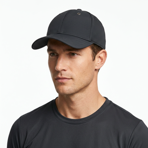 Gorra de Béisbol Unisex Negra de 6 Paneles, Color Sólido, Tela de Malla, Ajuste Ajustable, Estilo Casual, Gorra para Adultos - Product Image 3