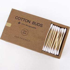 200 Hisopos de Algodón de Doble Punta, de Madera, Orgánicos, para Maquillaje, Limpieza Cosmética y de Oídos - Product Image 1