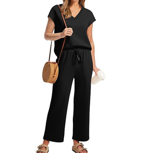 Ensemble de vêtements de détente pour femmes, fabrication directe d'usine, populaire, sur mesure, comprenant des chemises et des pantalons à jambes larges - Product Image 6