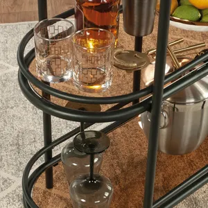 Carrito de Servicio de Bar de Metal Hecho a Mano Moderno para Decoración de Hogares de Lujo y Aplicaciones de Exhibición de Bebidas - Product Image 6