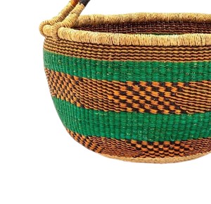 Panier de rangement en jonc de mer tressé à la main, en fibres naturelles vertes et brunes, pour armoire, vente en gros mondiale - Product Image 4