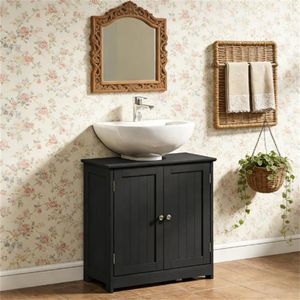 Gabinete de Almacenamiento para Lavabo de Baño Negro - Product Image 1