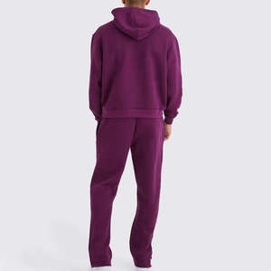 Wholesale Custom Logo Sweat Suit Luxury <b>Plain</b> Blank Baggy Jogger Sweatpants And <b>Hoodies</b> Set Custom Outfits Tracksuit For Men - Product Image 5
