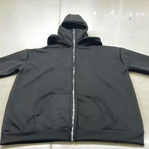 Wholesale High-Quality Custom Men's Hoodie Full Face Mask <b>Zip</b>-Up 100% Cotton 300g Knitted Breathable Eco-Friendly High-Quality - Product Image 2