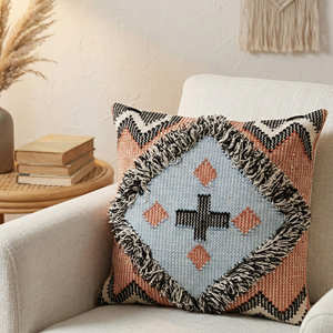 Housse de coussin géométrique bohème noir ivoire 18 x 18 pouces, tissée texturée, décorative, monochrome, accent bohème pour la maison - Product Image 4