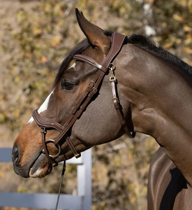 Brida Snaffle con cabezal anatómico y narquiler de salto, de cuero acolchado suave, estilo inglés, hecha a mano para caballos - Product Image 4