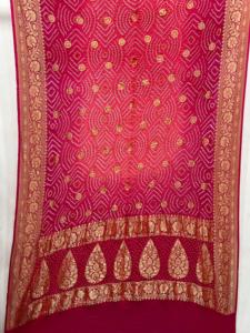 Reine Banarasi Neemzari Georgette Rai Bandhani Dupatta Premium Festliche Hochzeits-Traditionstücher (150 Banarashi Original-Uttra) - Product Image 1