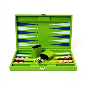Jeu de backgammon en cuir PU de haute qualité, personnalisé, professionnel, de luxe, fait main, couleur verte, pour jouer - Product Image 2