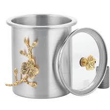 Round Stainless steel Food Container With <b>Lid</b> Oriental Engraved Floral Design 1-3L Storage <b>Bin</b> - Product Image 6