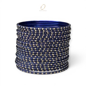 Colección de Brazaletes Azul Rey de Alto Brillo para Mujer, Chapados en Oro con Cristales, Acero Inoxidable, para Bodas y Aniversarios, Venta al Por Mayor - Product Image 4
