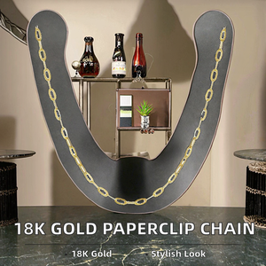 Cadena de Eslabones Tipo Clip de Papel Clásica para Mujer y Hombre, de Plata de Ley 925 Chapada en Oro Amarillo de 14K, 2.5mm de Grosor, 18 Pulgadas, 4g, para Compromiso - Product Image 3