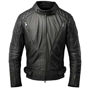 Chaqueta de Cuero Ecológica Premium con Cuello Alto para Hombre, Impermeable, Estilo Formal con Logotipo Frontal, Cuero Formal de Lujo - Product Image 4
