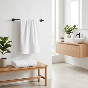 Soft Cotton <b>Bath</b> <b>Towels</b> Zero Twist Two Piece <b>Set</b> Sage White Three Stripe Design for Homes Hotel Spas Retail Gifts use adult - Product Image 4