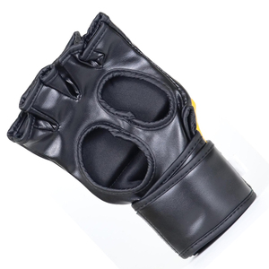 Gants de MMA de haute qualité pour adultes, couleur jaune et noir, en cuir véritable, légers, avec sangle de poignet réglable, fermeture à boucle, gants de boxe - Product Image 4