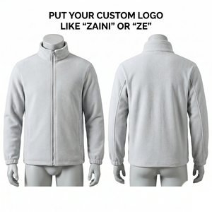 Veste polaire pour homme 320 GSM en polyester de qualité supérieure, gris clair, fermeture éclair intégrale, broderie personnalisée, logo imprimé, vêtements d'hiver - Product Image 1