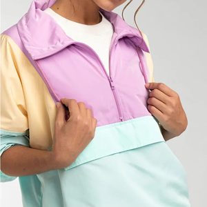 Color Blocking Unisex <b>Racer</b> <b>Jacket</b> Half Zip Stand Collar Sporty Windproof Thin Polyester Spring Season Regular Fit - Product Image 5