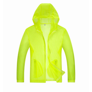 Veste à capuche unisexe blanche UPF50+ anti-UV respirante à séchage rapide, simple, avec fermeture éclair, manches longues, couleur unie, nylon 400g, pour l'extérieur - Product Image 3