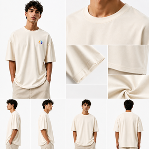 เสื้อยืดโอเวอร์ไซส์ทรงหลวมสำหรับผู้ชาย เนื้อผ้านุ่มสบาย ระบายอากาศได้ดี และดีไซน์อเนกประสงค์สำหรับสวมใส่ลำลองทุกวัน - Product Image 5