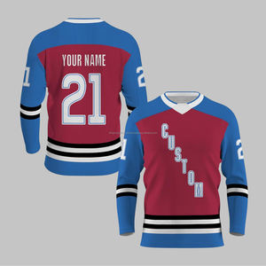 Personalizado de alta calidad 100% poliéster hombres mujeres desgaste de hockey sobre hielo bajo MOQ al por mayor bordado personalizado barato jersey de hockey en blanco - Product Image 6