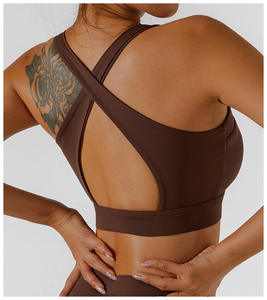 Soutien-gorge de sport zippé sur le devant pour femme, rembourré, col carré, bretelles larges, haut court pour fitness, yoga, entraînement, vêtements de sport - Product Image 1