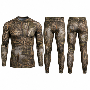Ensemble chemise et pantalon de chasse camouflage à manches longues pour homme MEGAMAPLE, en polyester et élasthanne, respirant et anti-humidité, pour l'extérieur, automne, logo frontal - Product Image 1
