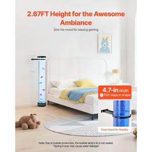 Tube à bulles sensoriel lumineux de 80 cm avec 6 poissons flottants et 16 effets de couleur, télécommande, lampe à bulles sensorielle pour aquarium - Product Image 4