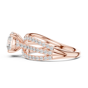 Bague de fiançailles à triple sangle en moissanite taille ronde – Bague multi-brins en argent sterling plaqué or rose 14 carats - Product Image 2