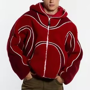 Men's Oversized Hooded <b>Fleece</b> <b>Jacket</b> Color Block Zip Up Sherpa <b>Lined</b> Windproof Casual Winter Outerwear Custom Logo - Product Image 6