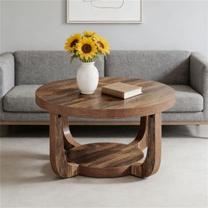 Tavolino da Centro Circolare con Spazio di Archiviazione, Utilizzabile come Tavolino da Divano o Tavolino da Caffè - Product Image 2