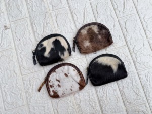 Porte-monnaie élégant en cuir de vachette véritable, pochette demi-lune en cuir de style western, pochette à monnaie unisexe - Product Image 5