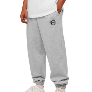 Pantalon de jogging pour homme en molleton épais bleu, coupe droite, jambe extrêmement large, effet délavé, faible MOQ, logo personnalisé - Product Image 3