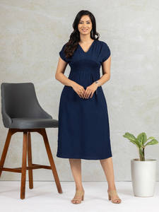 Vestido Midi Floral Ecológico de Manga Corta, Chifón con Estampado de Bloques, Cuello en V, Cierre con Cordón, Nuevo Vestido Formal Elegante de Verano para Mujer - Product Image 4