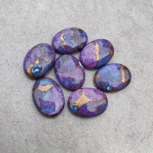 Pierre précieuse ovale en turquoise cuivrée de qualité AAA+, polie, calibrée, cabochon, pour la fabrication de bijoux - Product Image 4