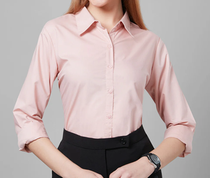 Chemise boutonnée pour femme, manches longues, col rabattu, tenue de bureau classique, coupe régulière, couleur unie - Product Image 1
