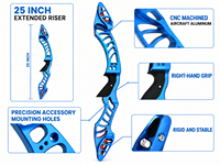 Pegangan Busur Recurve ILF 25 Inci, Aluminium CNC, Tangan Kanan, Multiwarna, Aksesoris Latihan Panahan