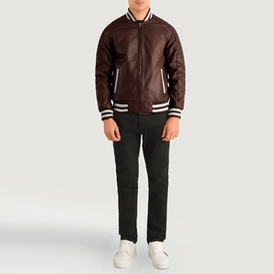 Chaqueta de Cuero Varsity para Hombre de Buena Calidad, Totalmente Personalizable, de Venta Caliente, Antirarrugas, Última Tendencia - Product Image 4