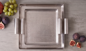 Plateau de service en métal fait main, plateau alimentaire en aluminium, différentes tailles, plateau de service alimentaire en métal de forme carrée, plateau élégant - Product Image 6