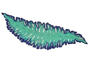 Mantel Moderno de Tela con Forma de Hoja, Diseño Bordado en Verde y Azul - Product Image 1