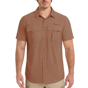 Adjustable Wear UPF 50 Men’s Fishing Dress Shirt Button <b>Down</b> Woven Short Sleeve Outdoor elegant product custom logo men - Product Image 1